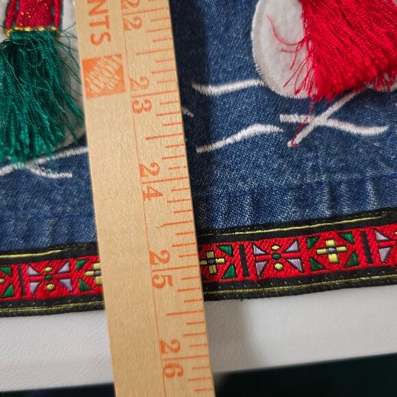 New Directions Blue Denim  Jacket Shirt Snowman Shacket Christmas Embroidery L - Picture 7 of 14